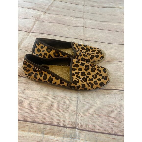 Tory Burch Women's Pony Hair Leopard Oscelot Espadrille Flats - 9 1/2 - Picture 4 of 10